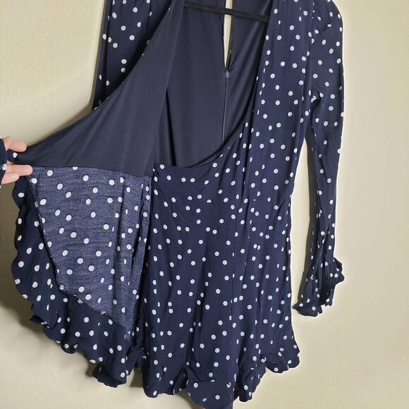 Zara Trafaluc| Navy Blue Polka Dot Romper - Picture 7 of 11